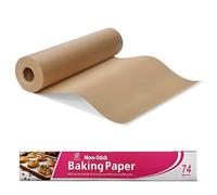 EVOKK Brown Baking Paper 38CM x 74M Greaseproof Parchment Paper Roll Non-Stick, Oven Safe, Food-Grade Baking Sheets for Cooking, Air Fryer, Pastries & Butcher Paper Use