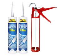 EVOKK Caulking Gun 11 inch, Silicone Gun Release Lever, Plunger Handle Sealant Gun Applicator, Skeleton Gun for 300ml Silicone Sealant (Gun with 2 Filler)