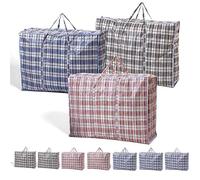 Evokk EXTRA LARGE Strong and Durable Laundry Bags | PACK of 10, Ideal for Laundry, Moving House Shopping-Storage, Reusable Store Zip Bag,Red, Black, Blue (Pack of 10, 60L x 50W x 25H)