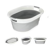 Evokk Foldable Oval Collapsible Laundry Basket 40L Grey Washing Baskets for Laundry Clothes Storage Bin for Home Bedroom and Bathroom Use