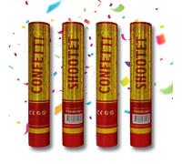EVOKK Giant Confetti Shooter Cannon - 4Pcs Party Popper Confetti Shooter Biodegradable Compressed Air Party Poppers 20CM, Big Burst for Wedding, Birthday, Celebrations,Baby Shower (20CM, Pack of 4)