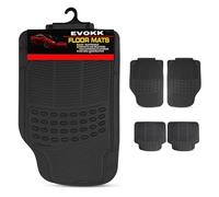 EVOKK Heavy Duty 5kg Rubber Car Mats - Non-Slip Deep Dish Floor Mats for Cars, SUVs, Vans & Trucks | Waterproof All-Weather Protection (Front + Rear Set) (BLACK)