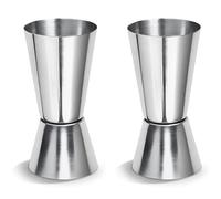EVOKK Jigger Set, 2 Pcs Satinless Steel Dual Spirit Measure Cocktail Jigger 60ml/30ml, Double Measuring Liquid Jigger Measure Cup, Steel Jigger Bar for Party,Home Bar (Silver)