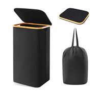 EVOKK Large Laundry Basket with Lid, Foldable Washing Basket for Laundry, Removable Inner Bag, Water-Resistant Oxford Hamper for Bedroom, Bathroom & Laundry Room, Large Laundry Hamper, Black