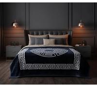 EVOKK Mink Double Blanket (200 x 240 cm), Soft Warm Heavy Blanket with navy Square Pattren, Thick Non-shedding Winter Throw with Double Ply, 100% Polyester, Suits Queen & King Bed