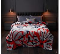 EVOKK Mink Double Blanket (200 x 240 cm), Soft Warm Heavy Blanket with Red, Purple & Black, Thick Non-shedding Winter Throw with Double Ply, 100% Polyester, Suits Queen & King Bed