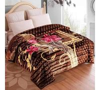EVOKK Mink Double Blanket (200 x 240 cm), Soft Warm Heavy Blanket withBrown Cream, Thick Non-shedding Winter Throw with Double Ply, 100% Polyester, Suits Queen & King Bed
