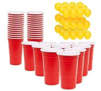 EVOKK Ping Pong Game Set - 36-Piece Cup Game with 16oz Red Plastic Cups for Birthdays, Hen Parties, Stag Do & Student Nights - Ideal for Juice & Summer Fun - Reusable American Style