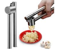 EVOKK Stainless Steel Garlic Press & Mincer - No Peeling Required, Easy Clean Detachable Design, Dishwasher Safe Garlic Crusher for Fine Minced Garlic