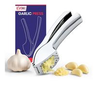 EVOKK Stainless Steel Garlic Press - No Peeling Premium Garlic Presser, Easy Clean Detachable Design, Dishwasher Safe Garlic Crusher for Fine Minced Garlic (Oval)
