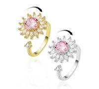 evoklo Anxiety Rings for Women - Adjustable Flower Spinner Ring, Daisy & Sunflower Fidget Ring, Gold Plated Calming Jewelry, Metal, No Gemstone