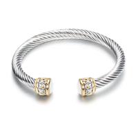 evoklo Cable Bracelets for Women Cuff Bracelets Two Tone Bracelets for Women Mixed Metal Bracelet Designer Dupes Gold and Silver Bracelet Designer Jewelry, normal, Brass, no gemstone