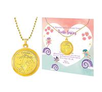 evoklo Tooth Fairy Gifts Tooth Necklace for Lost Teeth, 18K Gold Plated Fairy Wings Pendant, Metal, No Gemstone
