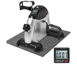 EVOLAND Mini Exercise Bike, Under Desk Bike Pedal Exerciser with Handle| Adjustable Resistance| LCD Display| Non-Slip Mat, Home and Office Workout Fitness Training for Unisex and Elderly (Gray)