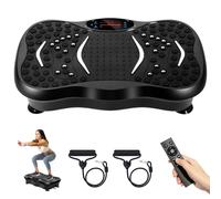 EVOLAND Vibration Plate Exercise Machine, 12mm Vibration Amplitude Whole Body Workout Fitness Trainer, 5 Program Modes, Bluetooth Speaker, Resistance Bands for Home Fitness and Toning