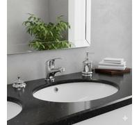 Evole Contract Chrome Basin Monobloc Mixer Tap With Click Clack Waste