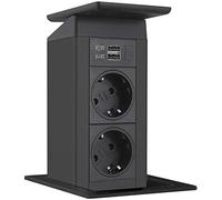 EVOline 159311010100 Port Push 3X Schuko + 2-Way USB Charger Rocker Cover Matte Black