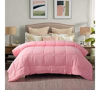 EVOLIVE All Season Pre Washed Soft Microfiber White Goose Down Alternative Comforter (Pink, Full/Queen)