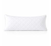 evoLive Cooling Body Pillow Cover 21" x 54", Soft Elastane Diamond Quilted Body Pillow Case with Zipper Closure, Breathable Long Pillow Cover (White, 21“X54“ Body Pillow Cover)