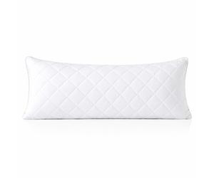 evoLive Cooling Body Pillow Cover 21" x 54", Soft Elastane Diamond Quilted Body Pillow Case with Zipper Closure, Breathable Long Pillow Cover (White, 21“X54“ Body Pillow Cover)