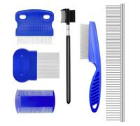 Evollax Flea Lice Comb - 6 Pack Flea Comb for Cats Dogs Remove Fleas Lice Eggs Stainless Steel Cat Dog Grooming Comb | Tear Stain Remover Dog Eye Comb | Dematting Comb for Dogs Ideal for all pet Size