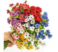 Evolpor 12 Bundles Outdoor Artificial Flowers, Artificial Violet Flowers UV Resistant Fake Flowers, 6 Colors Faux Plastic Fake Flower Plants for Home, Office, Balcony, Garden Decoration