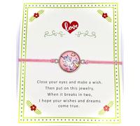 EVOLS DESIGNS NEW TREND MAKE A WISH JEWELRY WOMEN BRACELET PINK UNICORN ADJUSTABLE STRING LOVE SYMBOL CHARM ELIGANT DURABLE THIS STRAND CUFF WITH MESSAGE CARD A GREAT GIFT FOR HER FOR ALL AGES FITS