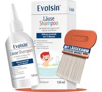 Evolsin® 120ml Lice Shampoo & Lice Comb for Adults & Children | From 6 months, for hair infection with nits and head lice, gentle on the scalp, works in 15 minutes
