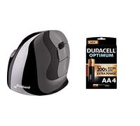 Evoluent VerticalMouse D - Right handed USB wireless - Medium + Duracell NEW Optimum AA Alkaline Batteries [Pack of 4] 1.5 V LR6 MX1500