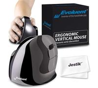 Evoluent VMDLW VerticalMouse D Large Right Hand Ergonomic Mouse with Wireless USB Receiver Plus Jestik Microfiber Cloth - Value Bundle