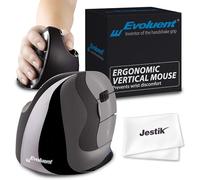 Evoluent VMDM VerticalMouse D Medium Right Hand Ergonomic Mouse with Wired USB Connection Plus Jestik Microfiber Cloth - Value Bundle