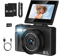 Evoluir Digital Camera 4K Digital Camera, 75MP Vlogging Camera with 18X Zoom, WiFi Transfer, 3" Flip Screen, Auto Focus, Compact for Kids & Beginners, 64GB SD Card Included