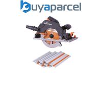 Evolution Power Tools R185CCSX Circular Saw With 1020 mm 3-Piece Track | Multi-Material Blade, Cuts Wood, Metal, Plastic & More | Incl Dust Port Adapter | 185mm (230v)