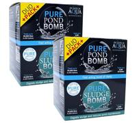 Evolution Aqua PURE Sludge Bomb & PURE Pond Bomb Duo Pack - All Natural Pond Bacteria Treatment - Sludge Digester & Water Clarity Booster - Reduces Ammonia & Nitrite Pack of 2