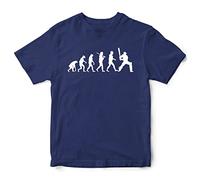 Evolution Cricket Kids T Shirt, Cricket Gift idea for Kids, Commonwealth Gifts for Boys and Girls, Sporting Events Tee, 12-13 Years, Navy