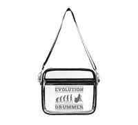 Evolution Drummer Women's Clear Crossbody Bag Fashion Purses Small Shoulder Handbags, Stadium Approved