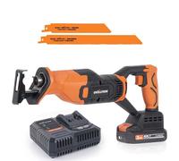 Evolution Power Tools R150RCP-Li Reciprocating Saw, Multi-Material Cutting - Includes 2Ah Battery, Charger, 2 Cordless Reciprocating Saw, Black/Orange