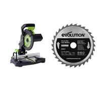 Evolution F210-CMS Multi-Purpose Compound Mitre Saw with Additional Wood Carbide-Tipped Blade, 210 mm (230V)