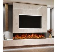 Evolution Fires Advance 2000 Media Wall Electric Fire, 3-Sided Glass, Ultra Realistic Led Flame, Remote Control