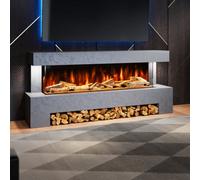 Evolution Fires Angelo 77 Inch Fireplace Suite Grey Stone Finish, Includes Advance 1500 3-Sided Electric Fire