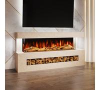 Evolution Fires Davinci 76 Inch Fireplace Suite, Pearl Stone Finish Includes Advance 1500 3-Sided Electric Fire