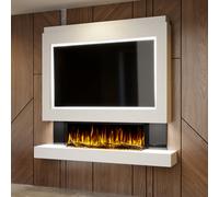 Evolution Fires Package 1 Media Wall Fireplace Surround Set With 44 Inch Spectrum 3-Sided Electric Fire 1.5Kw Heat Tv Feature Wall