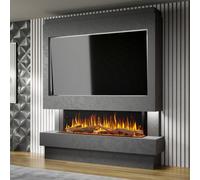 Evolution Fires Pre-Built Media Wall Package 10 With 1300 Advance Electric Fire 2Kw Heat Hand-Finished Textured Venetian Grey