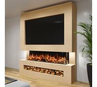 Evolution Fires Pre-Built Media Wall Package 11, 1500mm Advance 3-Sided Electric Fireplace, Tv Wall, Led Flame