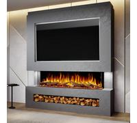 Evolution Fires Pre-Built Media Wall Package 11 With 1500 Advance Electric Fire 2Kw Heat Hand-Finished Textured Venetian Grey