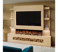 Evolution Fires Pre-Built Media Wall Package 15, 60 Inch Spectrum 3-Sided Electric Fire, 1.5Kw Heat, Led Flame