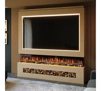 Evolution Fires Pre-Built Media Wall Package 16, 82 Inch Spectrum 3-Sided Electric Fire, 1.5Kw Heat, Led Flame