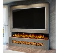 Evolution Fires Pre-Built Media Wall Package 16 With 82 Inch 3-Sided Electric Fire 1.5Kw Heat Hand-Finished Textured Venetian Grey