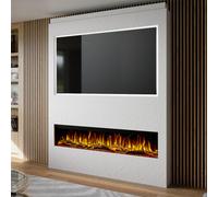 Evolution Fires Pre-Built Media Wall Package 17 & 60 Inch 3-Sided Electric Fire 1.5Kw Heat Hand-Finished Textured Venetian White