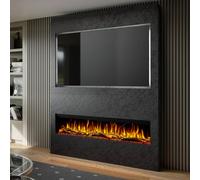 Evolution Fires Pre-Built Media Wall Package 17 & 60 Inch 3-Sided Electric Fire 1.5Kw Heat Hand-Finished Textured Venetian Black